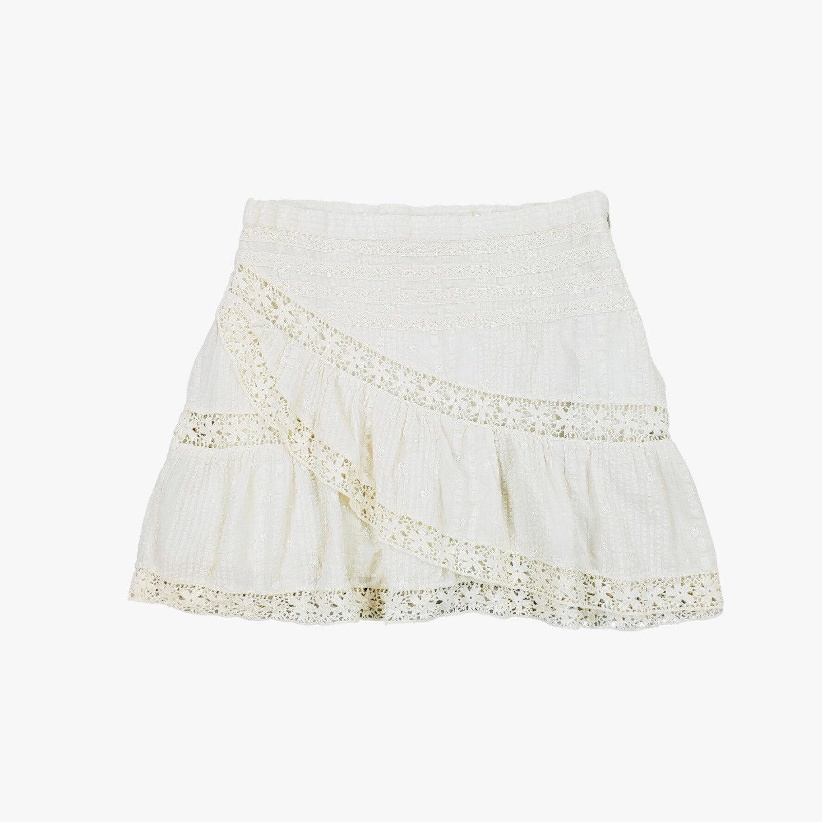 Loveshackfancy Ruffled Mini Skirt In Ivory White Women’s Size Large